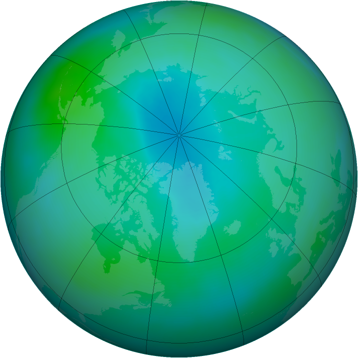 Arctic ozone map for September 2012